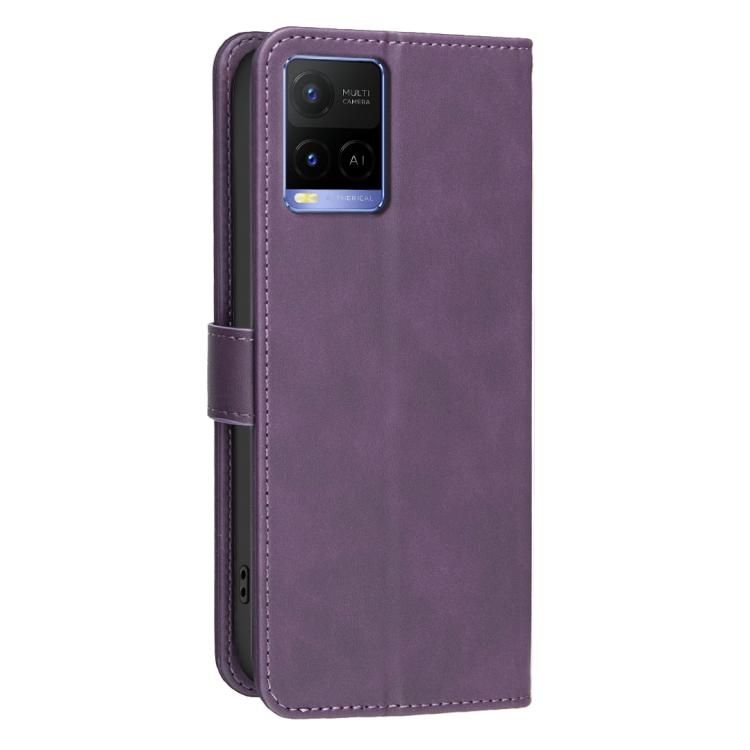 For vivo Y21 / Y21s / Y33s Solid Color Calfskin Texture RFID Vegan Leather Phone Case