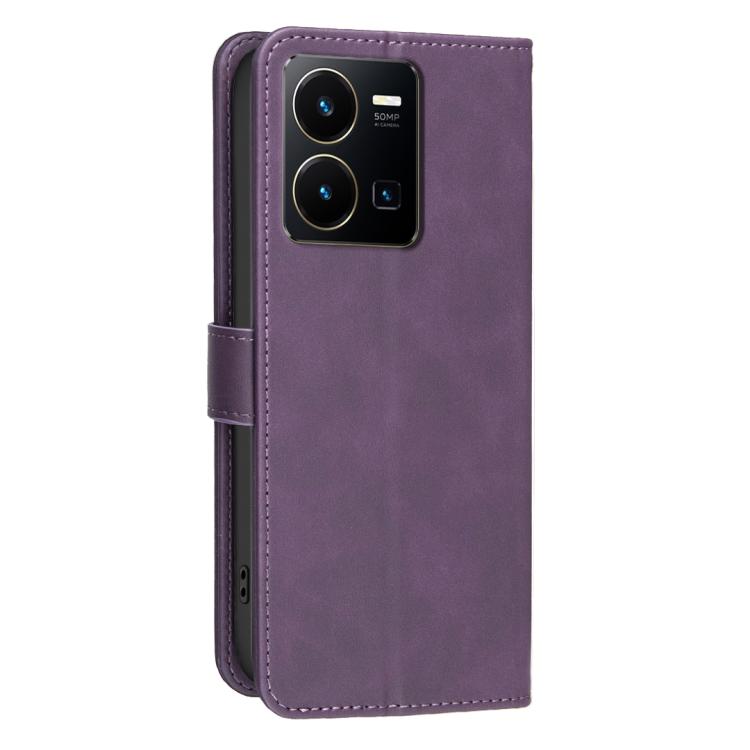 For vivo Y35 4G 2022 / Y22s Solid Color Calfskin Texture RFID Vegan Leather Phone Case