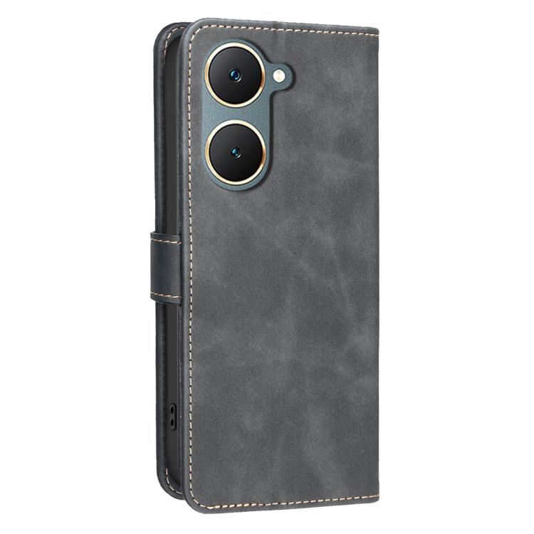 For vivo Y03 4G Global Solid Color Calfskin Texture RFID Vegan Leather Phone Case