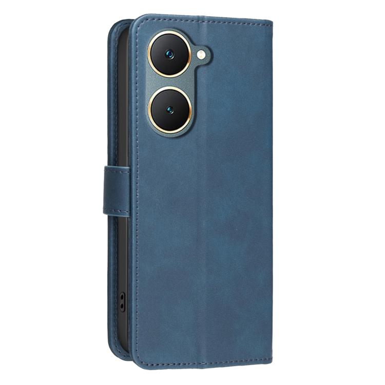 For vivo Y03 4G Global Solid Color Calfskin Texture RFID Vegan Leather Phone Case