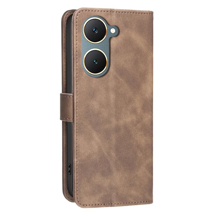 For vivo Y03 4G Global Solid Color Calfskin Texture RFID Vegan Leather Phone Case