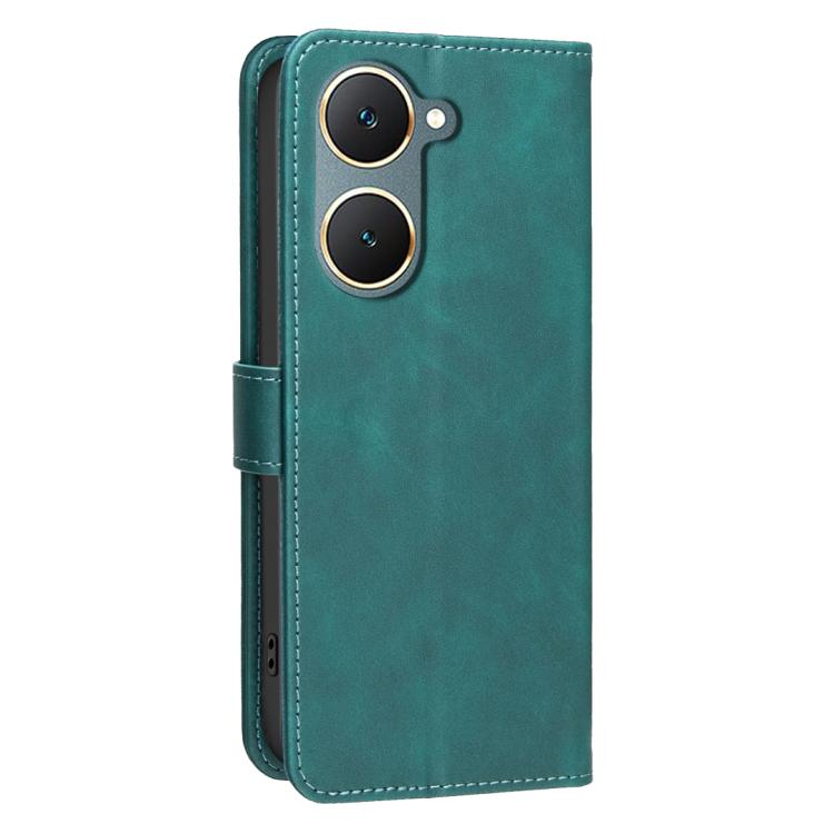 For vivo Y03 4G Global Solid Color Calfskin Texture RFID Vegan Leather Phone Case