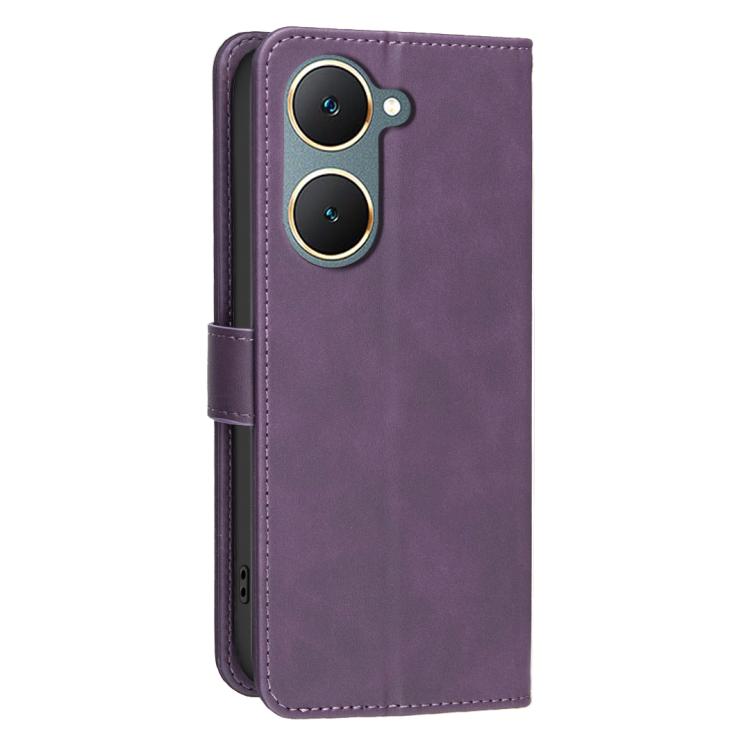 For vivo Y03 4G Global Solid Color Calfskin Texture RFID Vegan Leather Phone Case