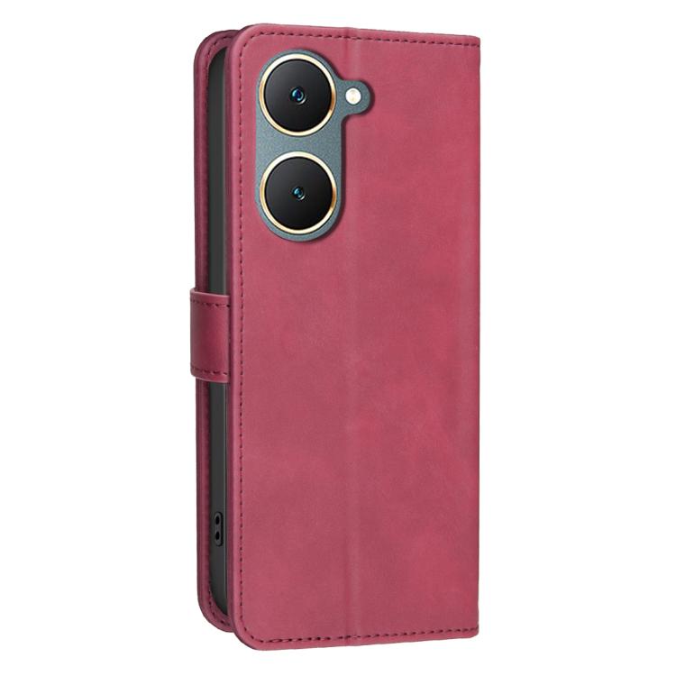 For vivo Y03 4G Global Solid Color Calfskin Texture RFID Vegan Leather Phone Case