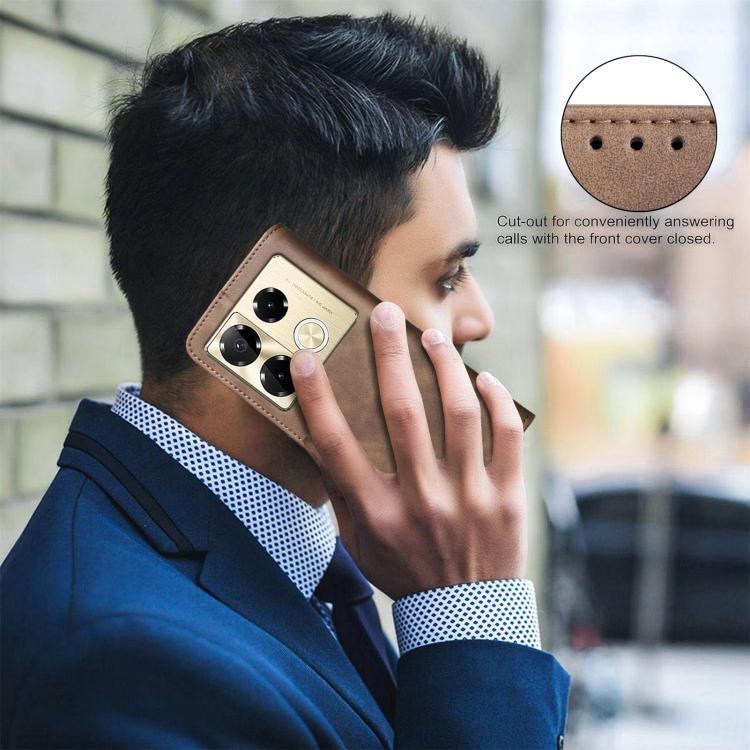For Infinix Note 40 Pro 4G / 5G Solid Color Calfskin Texture RFID Vegan Leather Phone Case