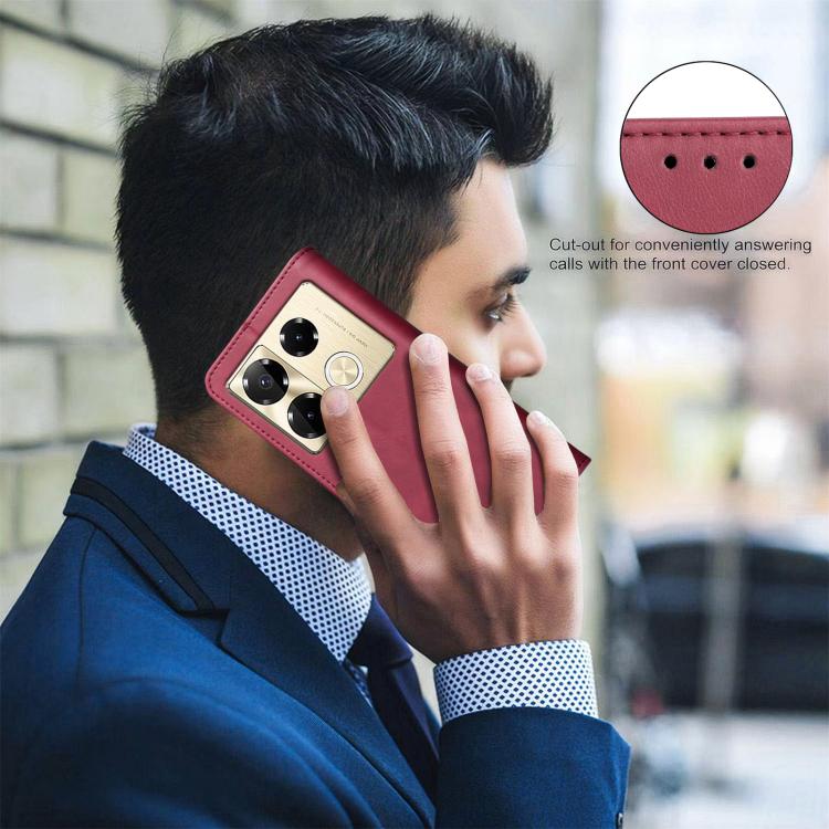 For Infinix Note 40 Pro 4G / 5G Solid Color Calfskin Texture RFID Vegan Leather Phone Case