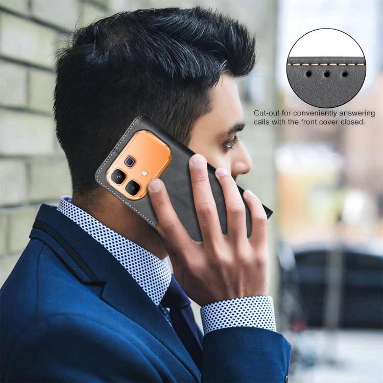 For Infinix Note 60 5G / 60 Pro 5G Solid Color Calfskin Texture RFID Vegan Leather Phone Case