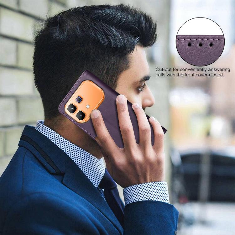 For Infinix Note 60 5G / 60 Pro 5G Solid Color Calfskin Texture RFID Vegan Leather Phone Case