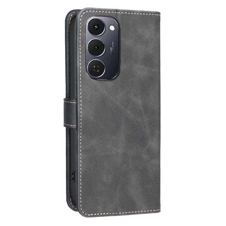 For Tecno Spark 40 Pro+ 4G Solid Color Calfskin Texture RFID Vegan Leather Phone Case