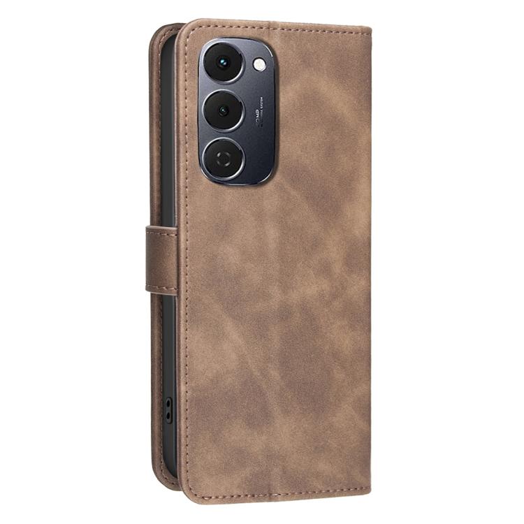 For Tecno Spark 40 Pro+ 4G Solid Color Calfskin Texture RFID Vegan Leather Phone Case