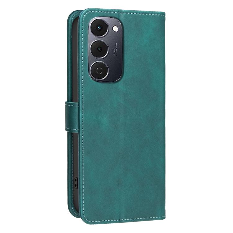For Tecno Spark 40 Pro+ 4G Solid Color Calfskin Texture RFID Vegan Leather Phone Case