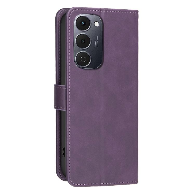 For Tecno Spark 40 Pro+ 4G Solid Color Calfskin Texture RFID Vegan Leather Phone Case
