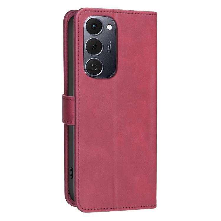 For Tecno Spark 40 Pro+ 4G Solid Color Calfskin Texture RFID Vegan Leather Phone Case