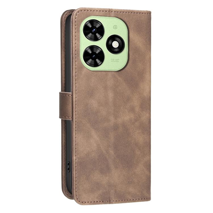 For Tecno Spark Go 2024 / 20C / Pop 8 Solid Color Calfskin Texture RFID Vegan Leather Phone Case