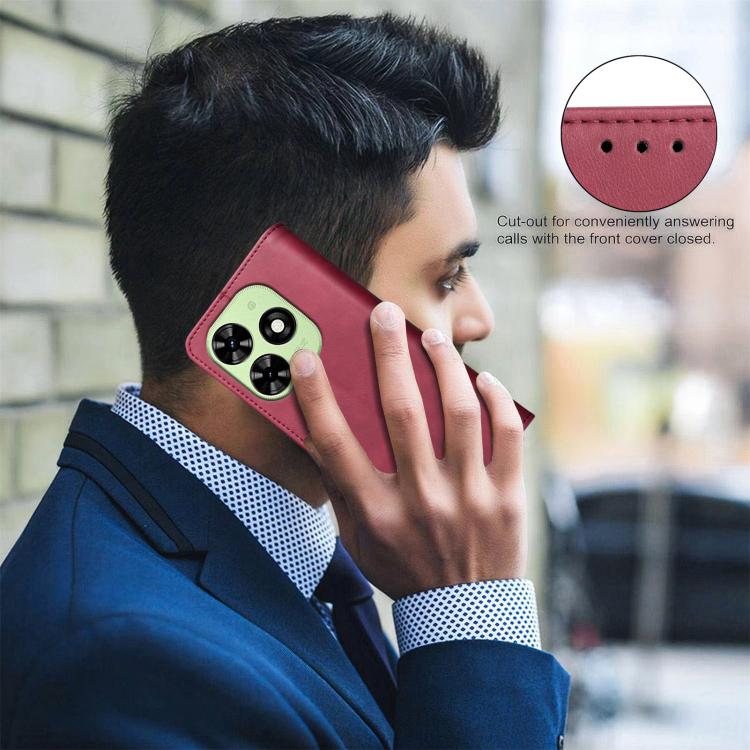 For Tecno Spark Go 2024 / 20C / Pop 8 Solid Color Calfskin Texture RFID Vegan Leather Phone Case