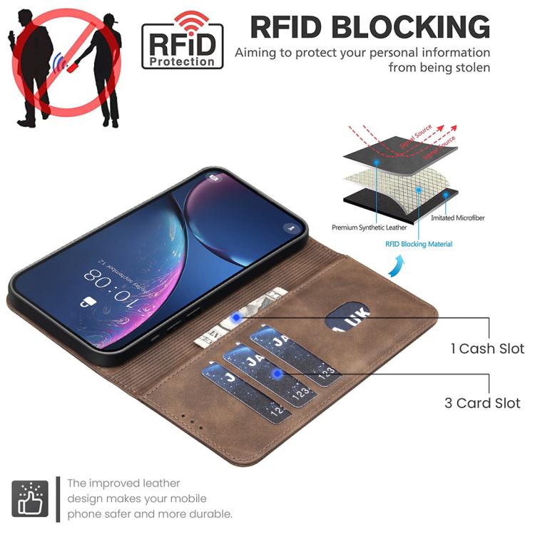 For Tecno Camon 40 Pro 4G Solid Color Calfskin Texture RFID Vegan Leather Phone Case
