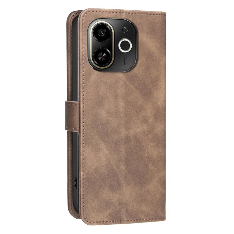 For Tecno Pop 9 5G / Spark 30C 5G Solid Color Calfskin Texture RFID Vegan Leather Phone Case