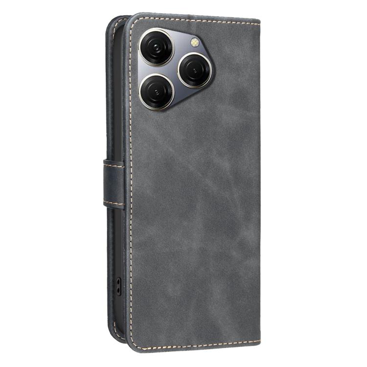 For Tecno Spark 20 Pro Solid Color Calfskin Texture RFID Vegan Leather Phone Case