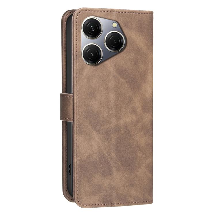 For Tecno Spark 20 Pro Solid Color Calfskin Texture RFID Vegan Leather Phone Case