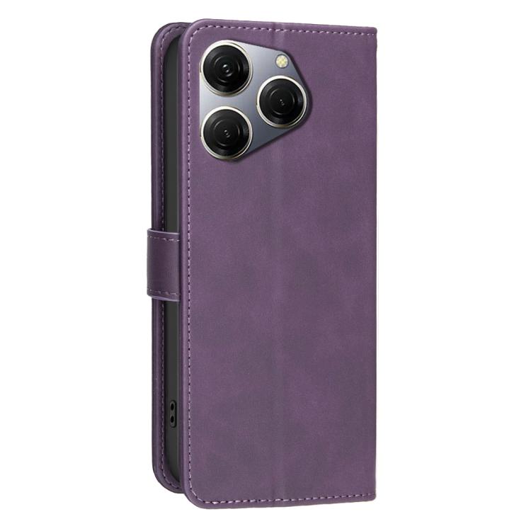 For Tecno Spark 20 Pro Solid Color Calfskin Texture RFID Vegan Leather Phone Case