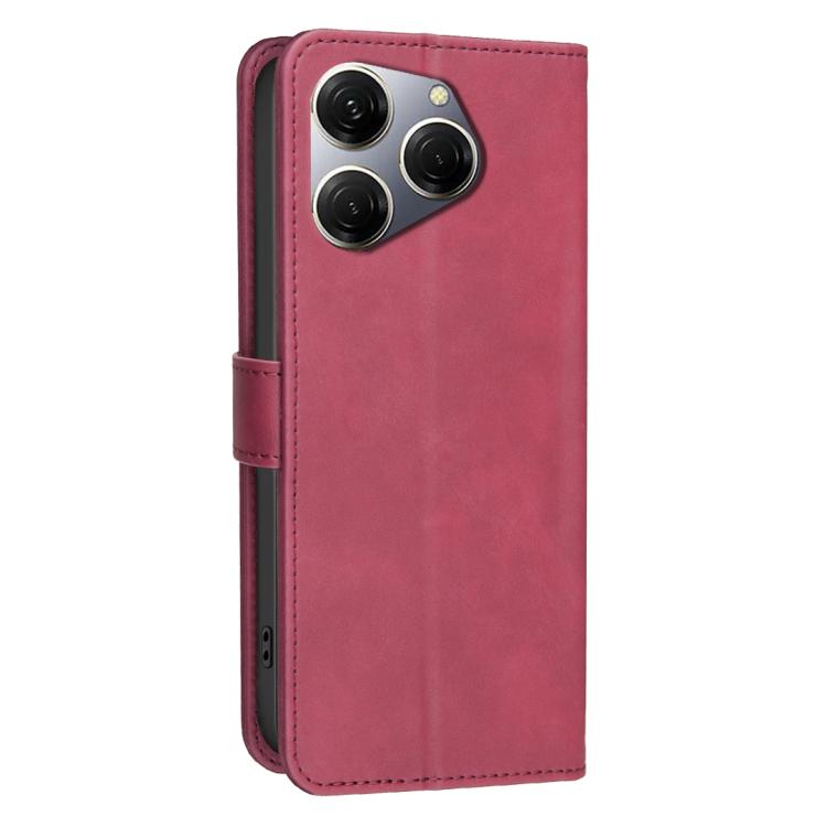 For Tecno Spark 20 Pro Solid Color Calfskin Texture RFID Vegan Leather Phone Case