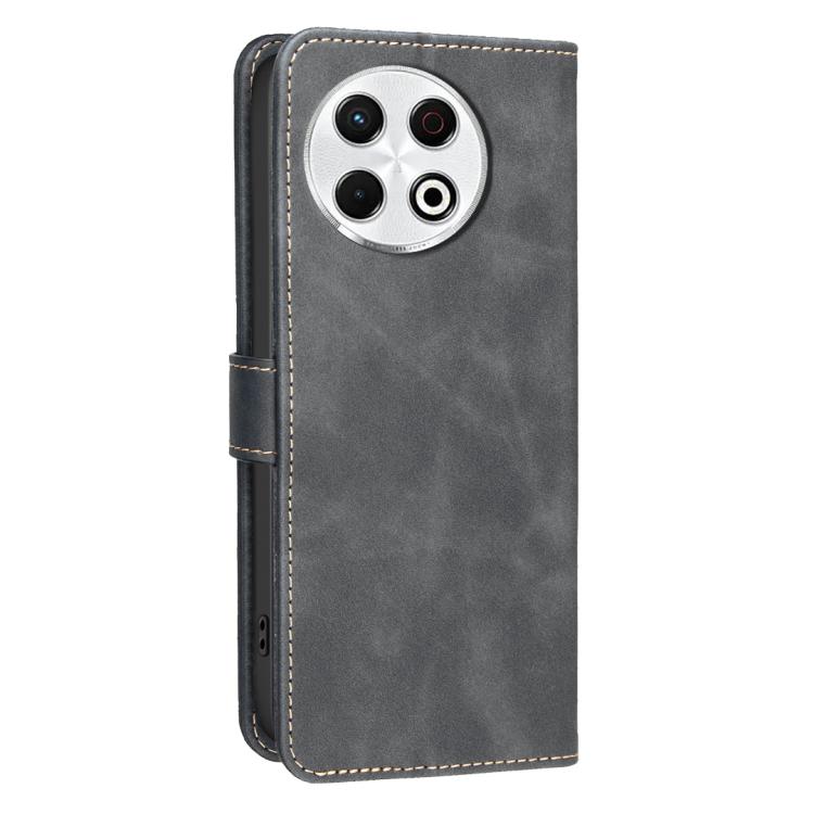 For Tecno Spark 30 Pro 4G Solid Color Calfskin Texture RFID Vegan Leather Phone Case