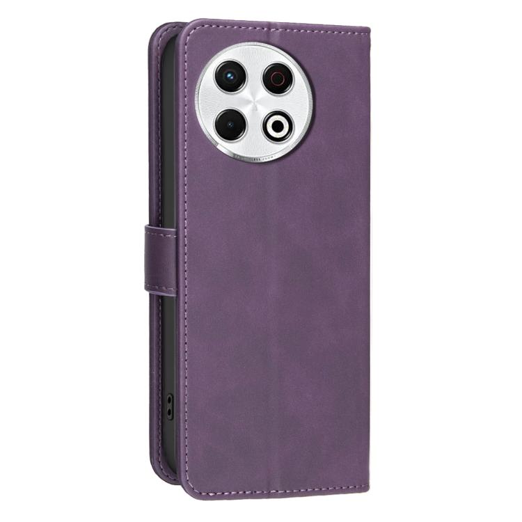 For Tecno Spark 30 Pro 4G Solid Color Calfskin Texture RFID Vegan Leather Phone Case