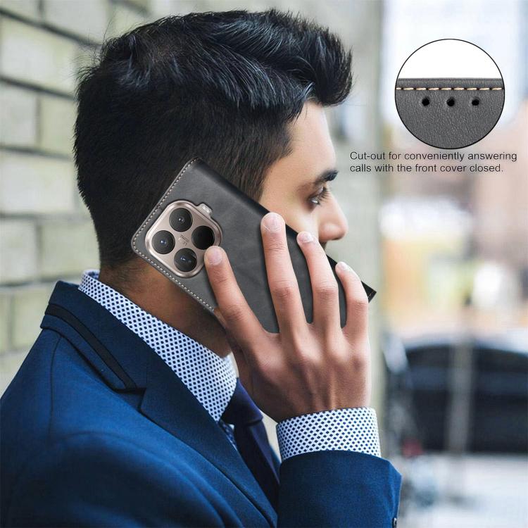 For Xiaomi 15T Pro 5G Solid Color Calfskin Texture RFID Vegan Leather Phone Case