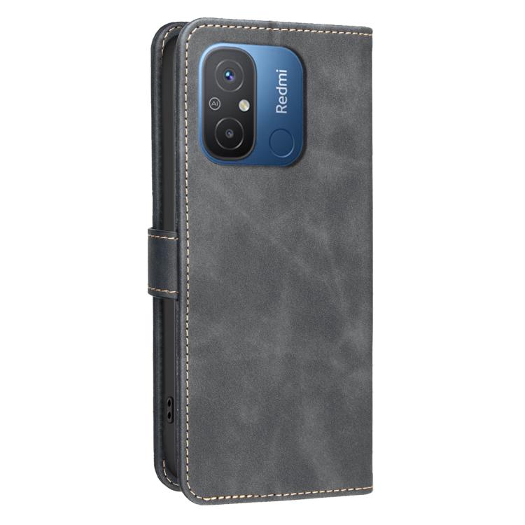 For Xiaomi Poco C55 / Redmi 12C Solid Color Calfskin Texture RFID Vegan Leather Phone Case
