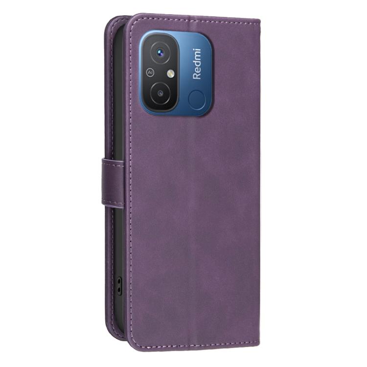 For Xiaomi Poco C55 / Redmi 12C Solid Color Calfskin Texture RFID Vegan Leather Phone Case