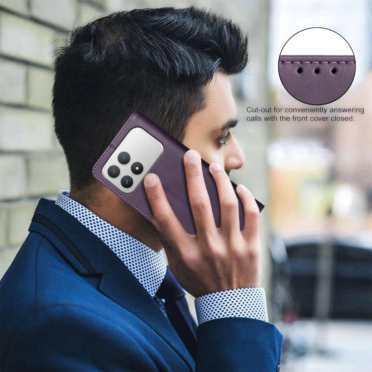 For Xiaomi Poco F8 Pro 5G Solid Color Calfskin Texture RFID Vegan Leather Phone Case