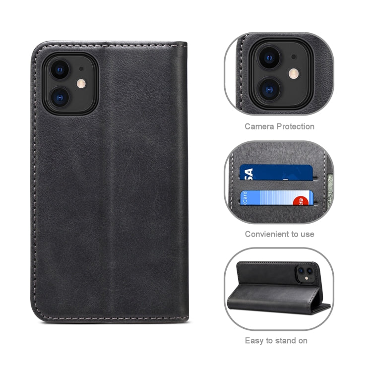 For iPhone 12 / 12 Pro Calf Texture Horizontal Flip Leather Case with Holder & Card Slots & Wallet