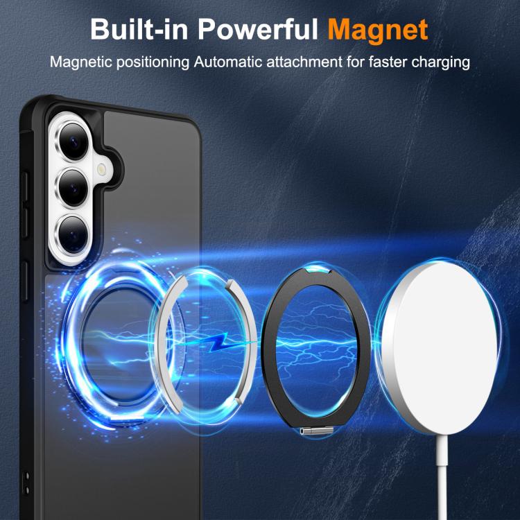 For Samsung Galaxy S26 5G Skin-Feel Rotary Damping Bracket MagSafe Phone Case