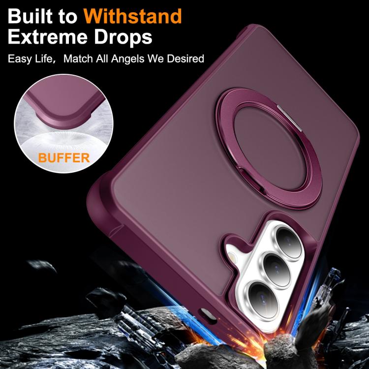 For Samsung Galaxy S26 5G Skin-Feel Rotary Damping Bracket MagSafe Phone Case