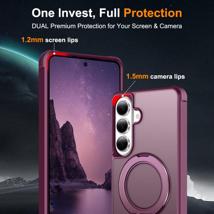 For Samsung Galaxy S26 5G Skin-Feel Rotary Damping Bracket MagSafe Phone Case