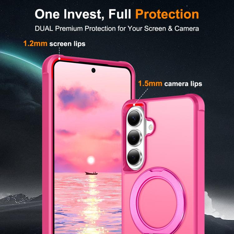 For Samsung Galaxy S26 5G Skin-Feel Rotary Damping Bracket MagSafe Phone Case