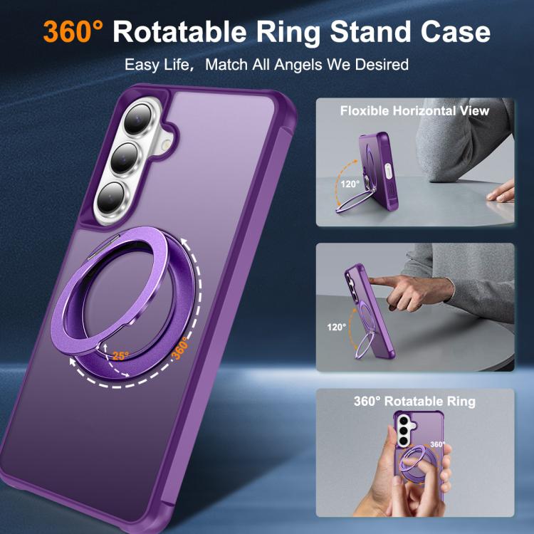 For Samsung Galaxy S26 5G Skin-Feel Rotary Damping Bracket MagSafe Phone Case
