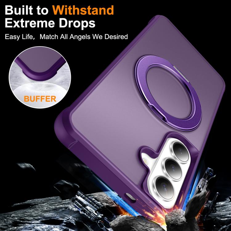 For Samsung Galaxy S26 5G Skin-Feel Rotary Damping Bracket MagSafe Phone Case
