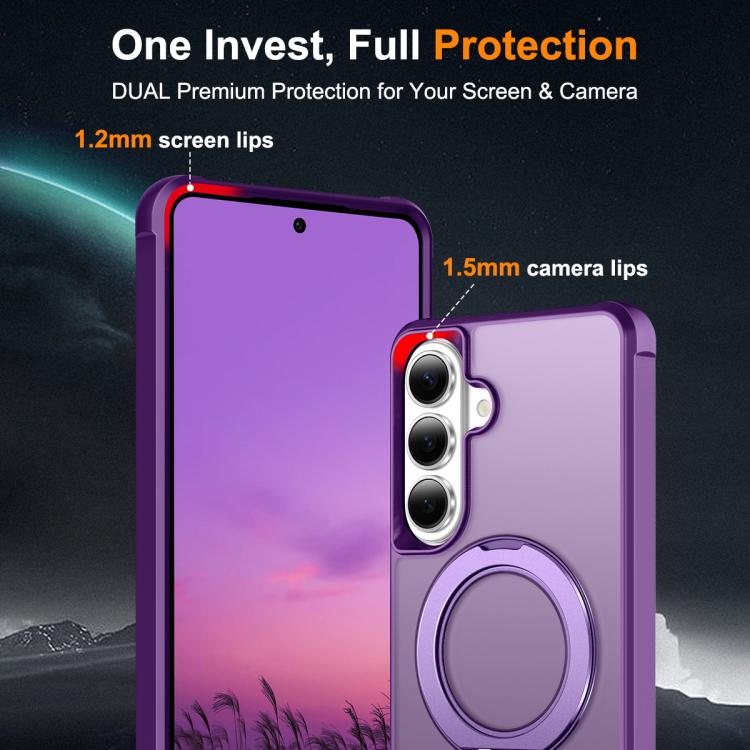 For Samsung Galaxy S26 5G Skin-Feel Rotary Damping Bracket MagSafe Phone Case