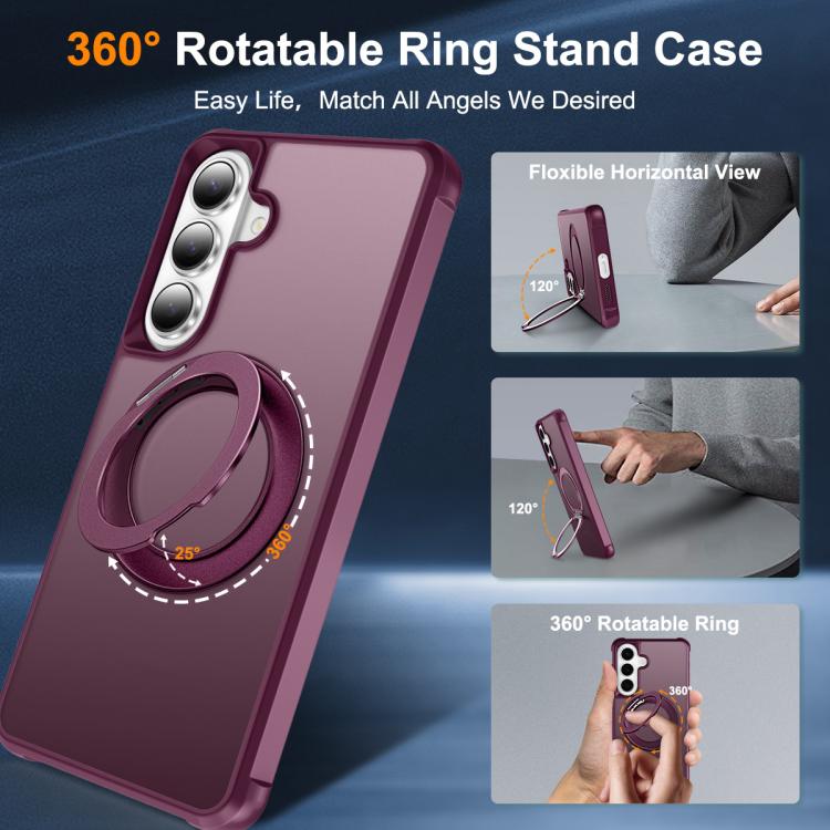 For Samsung Galaxy S26+ 5G Skin-Feel Rotary Damping Bracket MagSafe Phone Case