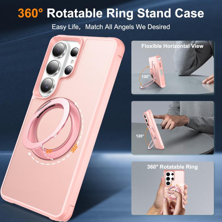For Samsung Galaxy S26 Ultra 5G Skin-Feel Rotary Damping Bracket MagSafe Phone Case