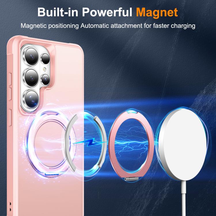 For Samsung Galaxy S26 Ultra 5G Skin-Feel Rotary Damping Bracket MagSafe Phone Case