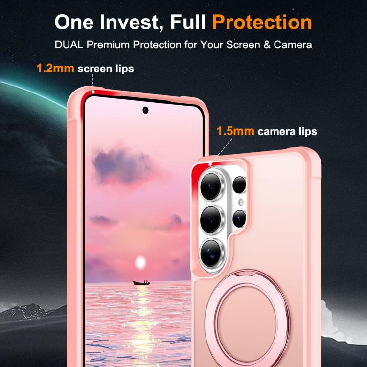 For Samsung Galaxy S26 Ultra 5G Skin-Feel Rotary Damping Bracket MagSafe Phone Case