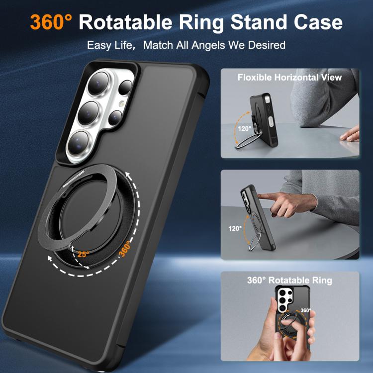 For Samsung Galaxy S26 Ultra 5G Skin-Feel Rotary Damping Bracket MagSafe Phone Case