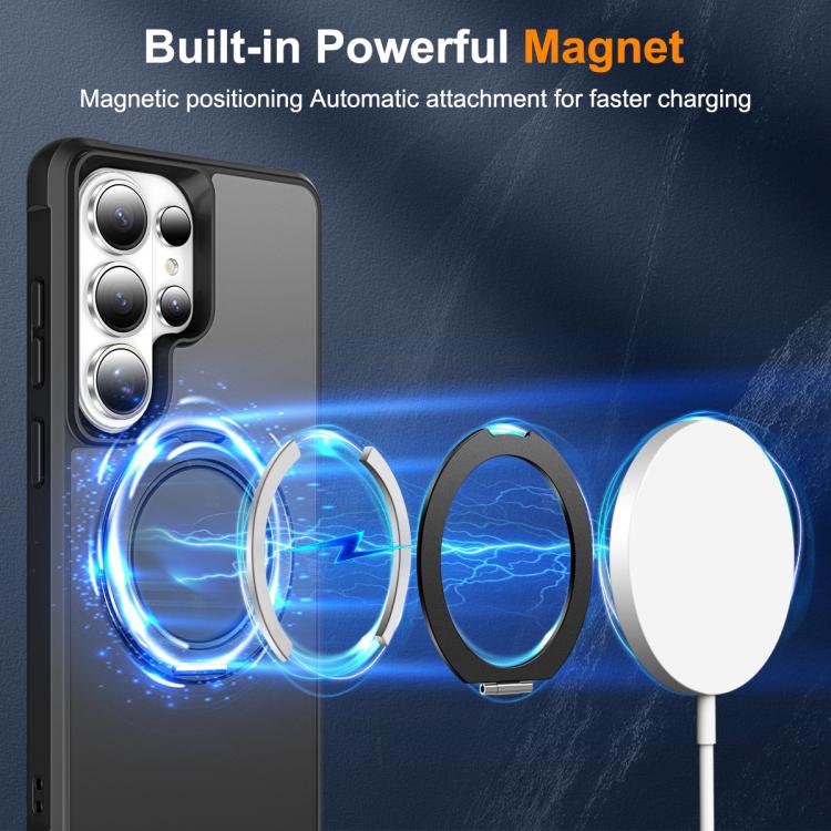 For Samsung Galaxy S26 Ultra 5G Skin-Feel Rotary Damping Bracket MagSafe Phone Case