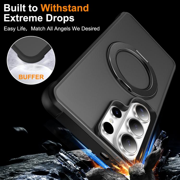 For Samsung Galaxy S26 Ultra 5G Skin-Feel Rotary Damping Bracket MagSafe Phone Case