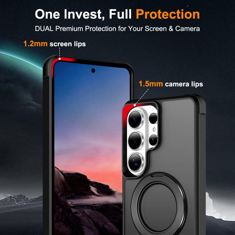 For Samsung Galaxy S26 Ultra 5G Skin-Feel Rotary Damping Bracket MagSafe Phone Case