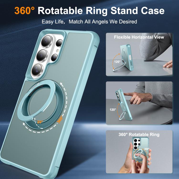For Samsung Galaxy S26 Ultra 5G Skin-Feel Rotary Damping Bracket MagSafe Phone Case