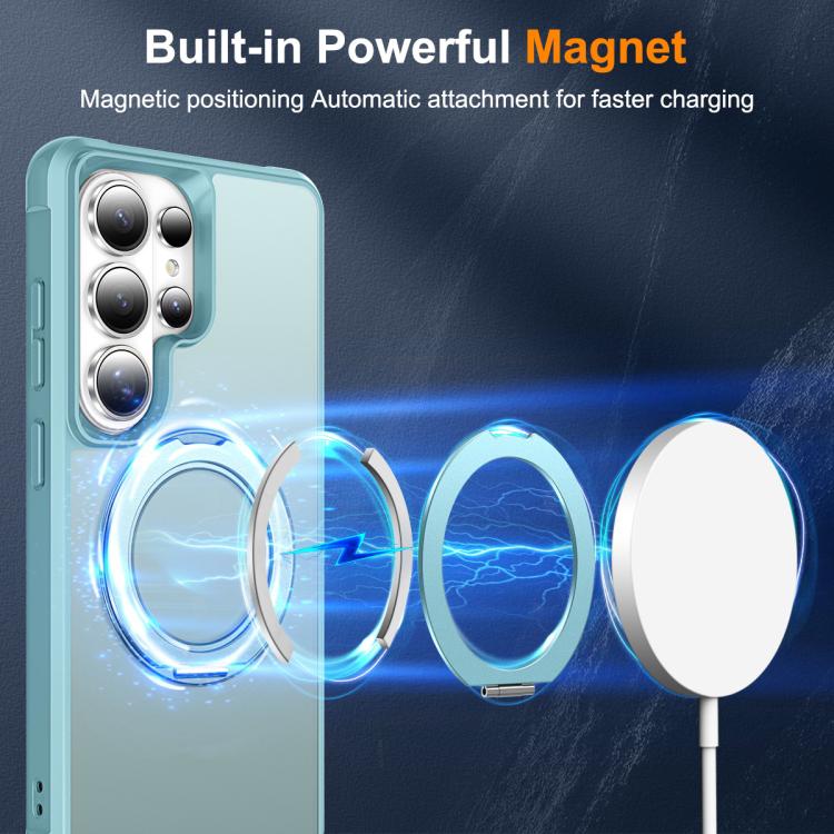 For Samsung Galaxy S26 Ultra 5G Skin-Feel Rotary Damping Bracket MagSafe Phone Case