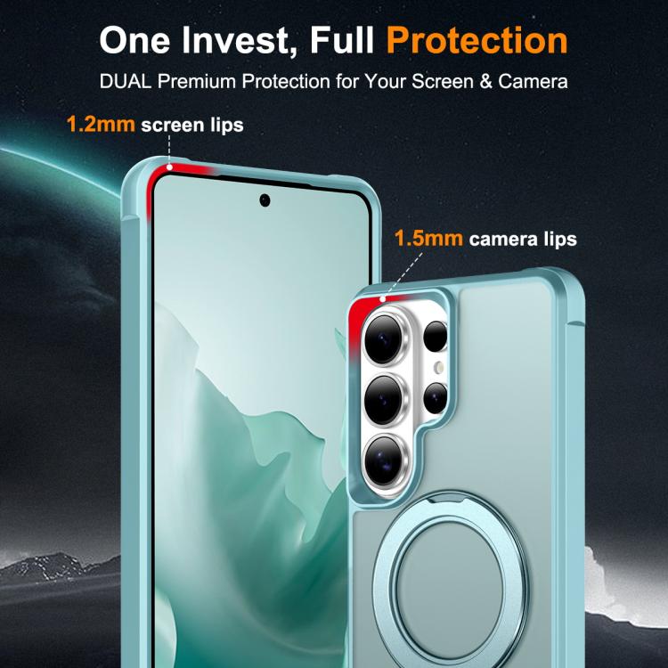 For Samsung Galaxy S26 Ultra 5G Skin-Feel Rotary Damping Bracket MagSafe Phone Case